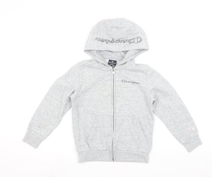 Champion Girls Grey Full Zip Hoodie Size 7-8 Years Sports Style