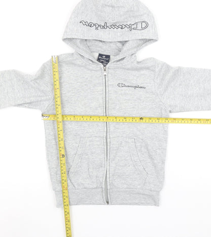 Champion Girls Grey Full Zip Hoodie Size 7-8 Years Sports Style