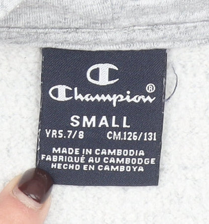 Champion Girls Grey Full Zip Hoodie Size 7-8 Years Sports Style