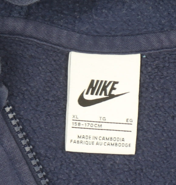 Nike Boys Blue Full Zip Hoodie XL 15-16 Years Cotton Blend Casual