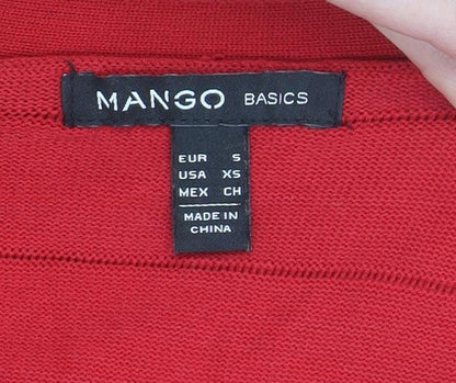 Mango Women’s Red Bodycon Knit Dress Size S 3/4 Sleeve