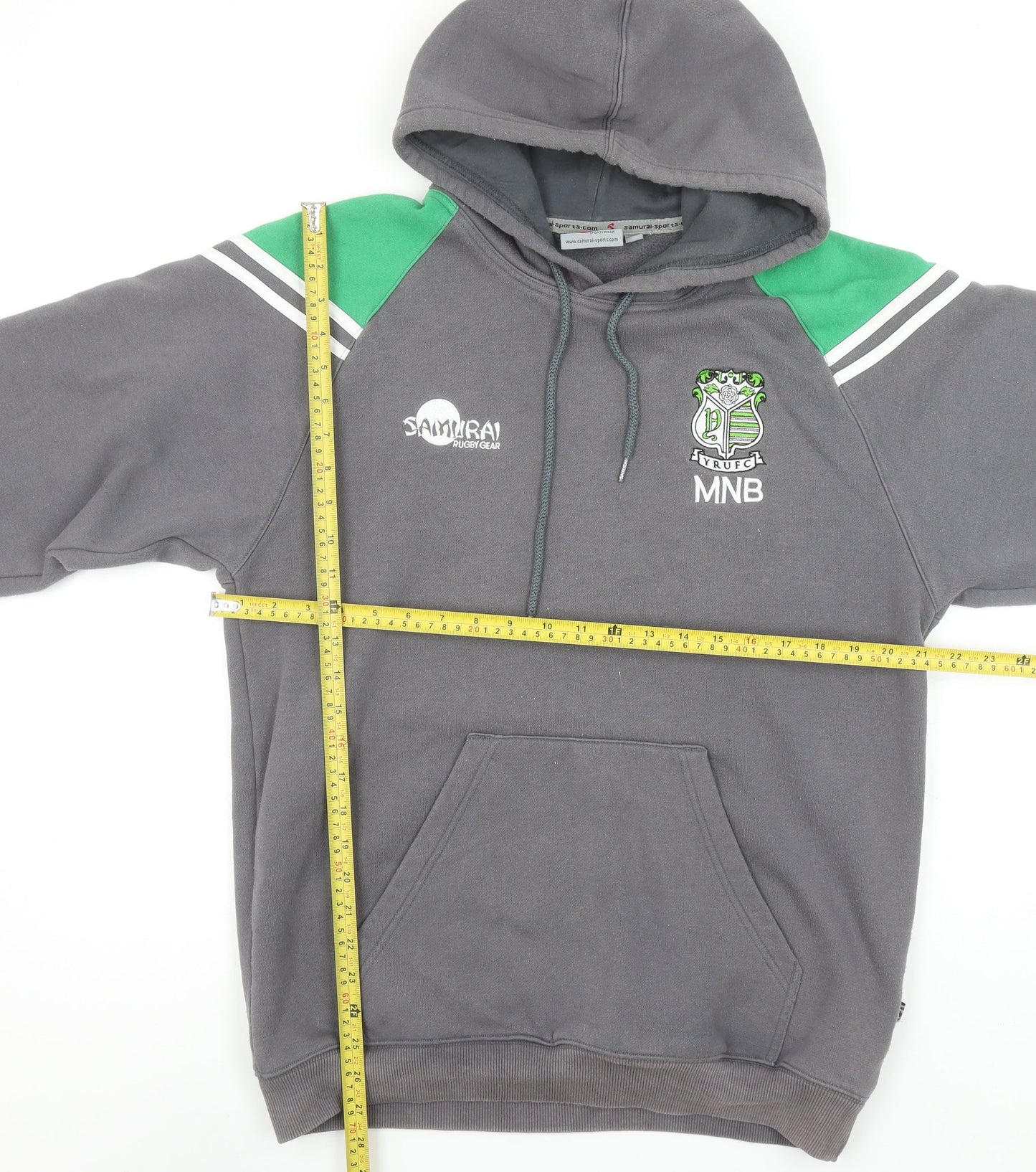 Samurai Sportswear Men's Grey Pullover Hoodie Size M Rugby Embroidered Logo
