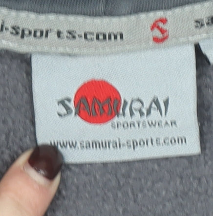 Samurai Sportswear Men's Grey Pullover Hoodie Size M Rugby Embroidered Logo
