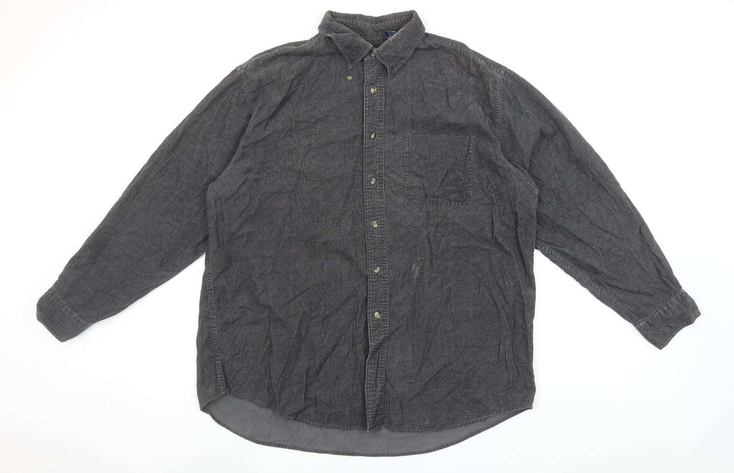Trader Bay Men's Grey Cotton Long Sleeve Button-Up Shirt Size L