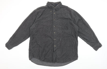 Trader Bay Men's Grey Cotton Long Sleeve Button-Up Shirt Size L