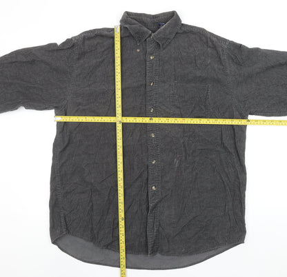 Trader Bay Men's Grey Cotton Long Sleeve Button-Up Shirt Size L
