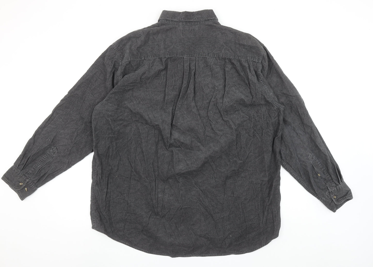 Trader Bay Men's Grey Cotton Long Sleeve Button-Up Shirt Size L