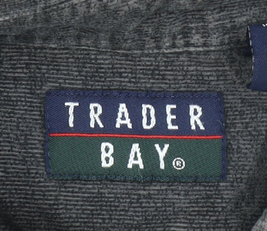 Trader Bay Men's Grey Cotton Long Sleeve Button-Up Shirt Size L