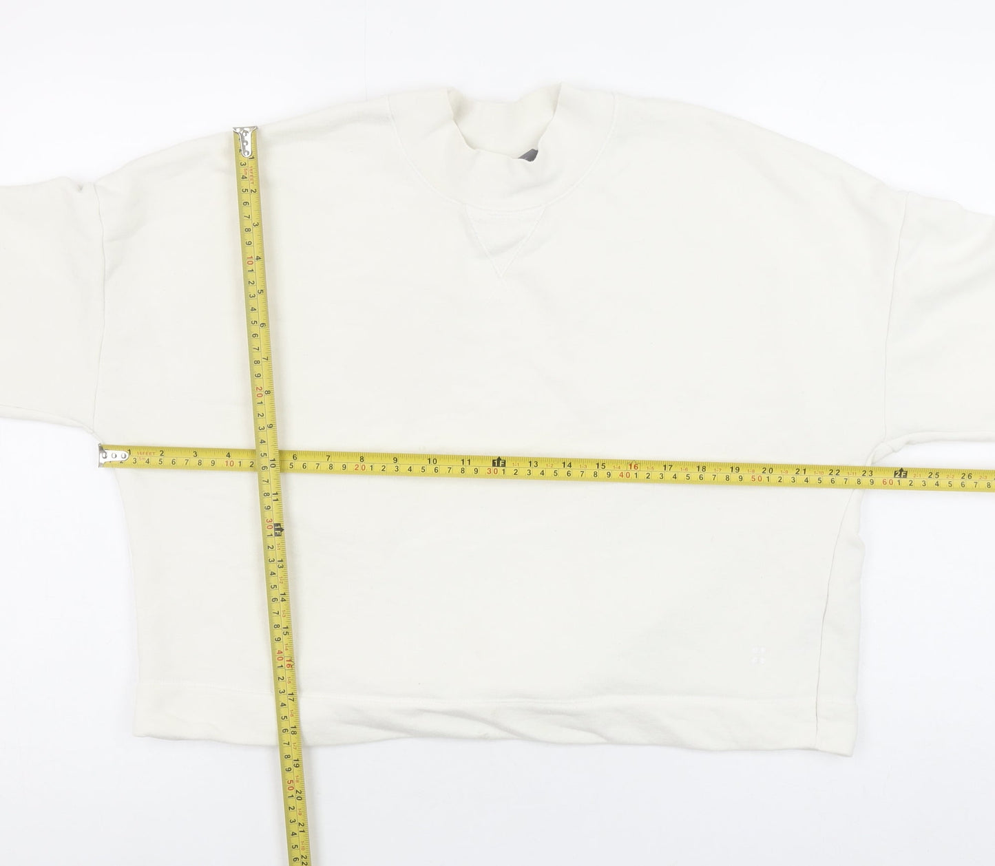 Sweaty Betty Women White Cotton Blend Backless Pullover Sweatshirt L