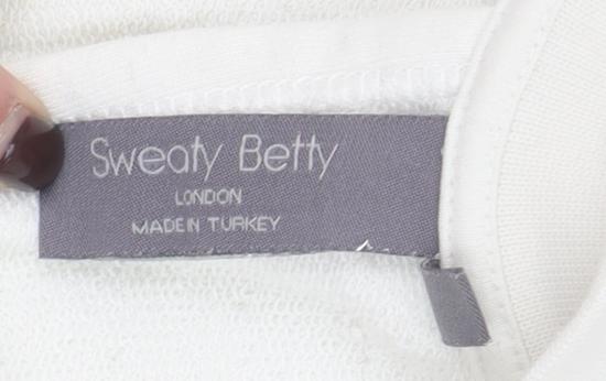 Sweaty Betty Women White Cotton Blend Backless Pullover Sweatshirt L