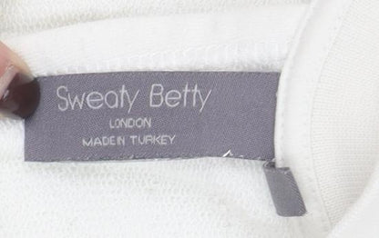 Sweaty Betty Women White Cotton Blend Backless Pullover Sweatshirt L