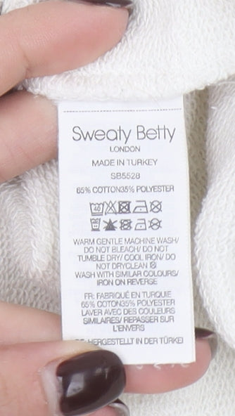 Sweaty Betty Women White Cotton Blend Backless Pullover Sweatshirt L