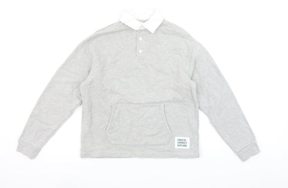 John Lewis Boys Grey Collared Henley Sweatshirt 11 Years
