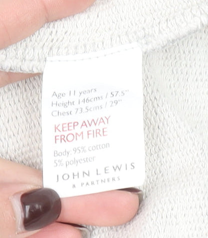 John Lewis Boys Grey Collared Henley Sweatshirt 11 Years