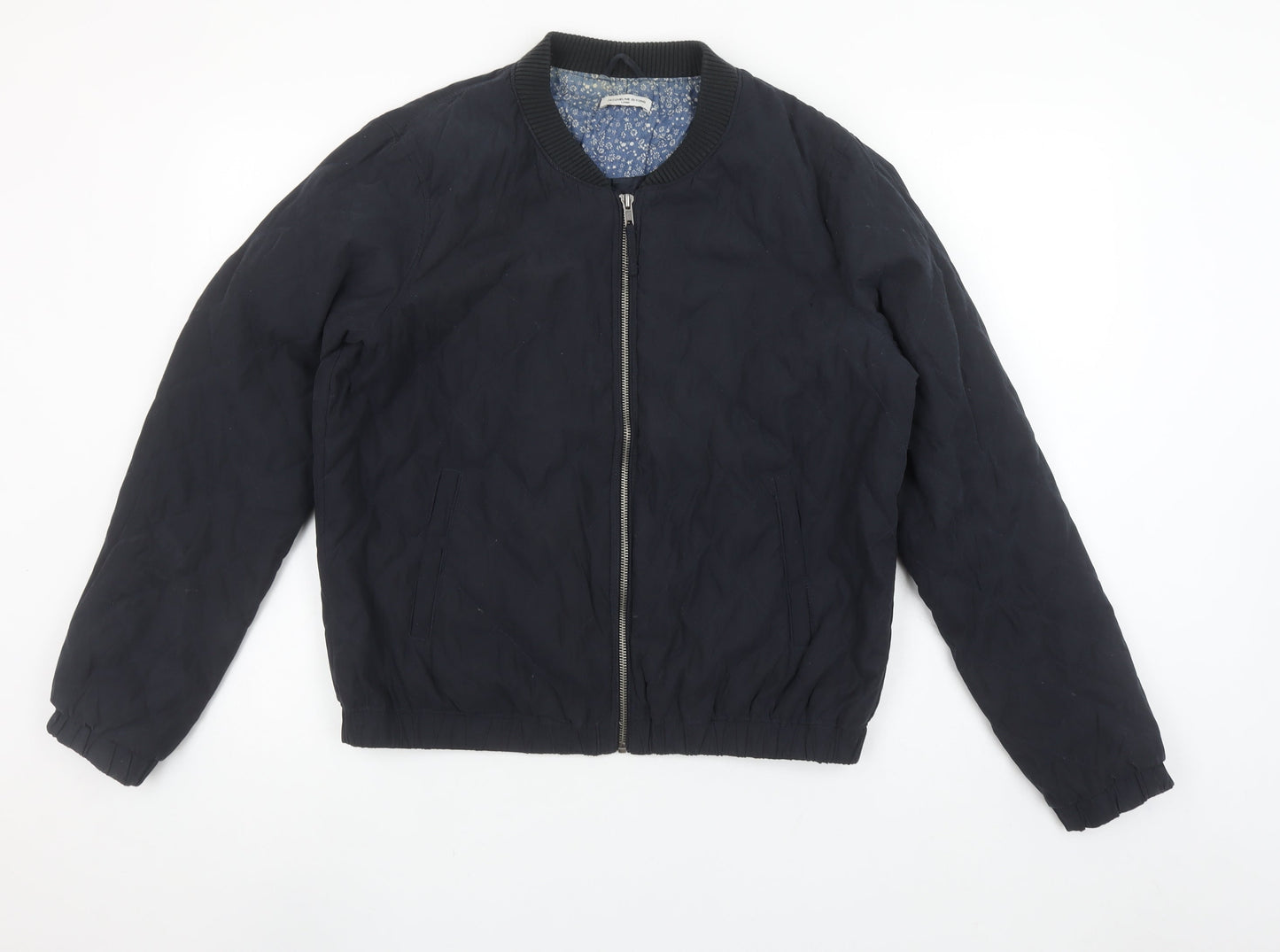 Jacqueline de Yong Women Black L Quilted Bomber Jacket Lightweight Casual