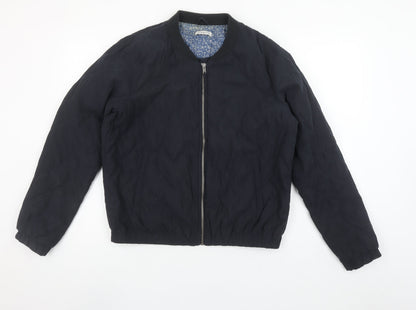 Jacqueline de Yong Women Black L Quilted Bomber Jacket Lightweight Casual