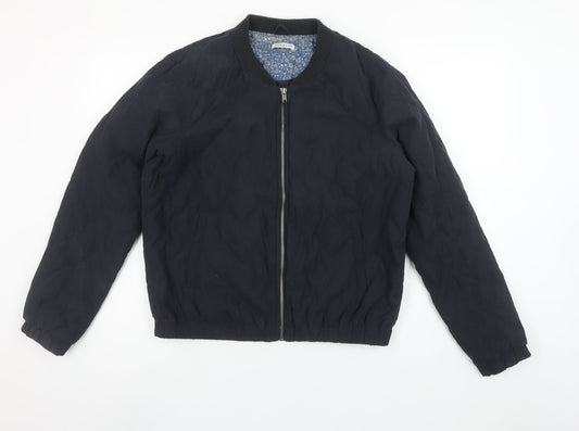 Jacqueline de Yong Women Black L Quilted Bomber Jacket Lightweight Casual