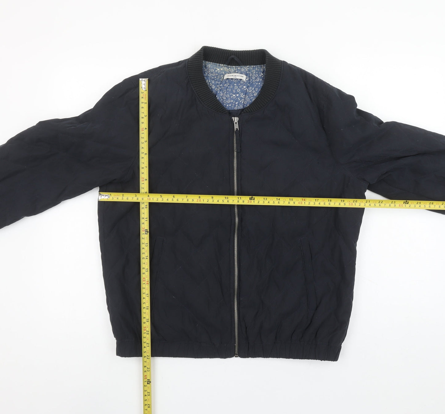 Jacqueline de Yong Women Black L Quilted Bomber Jacket Lightweight Casual