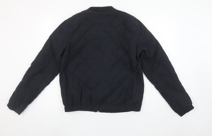 Jacqueline de Yong Women Black L Quilted Bomber Jacket Lightweight Casual