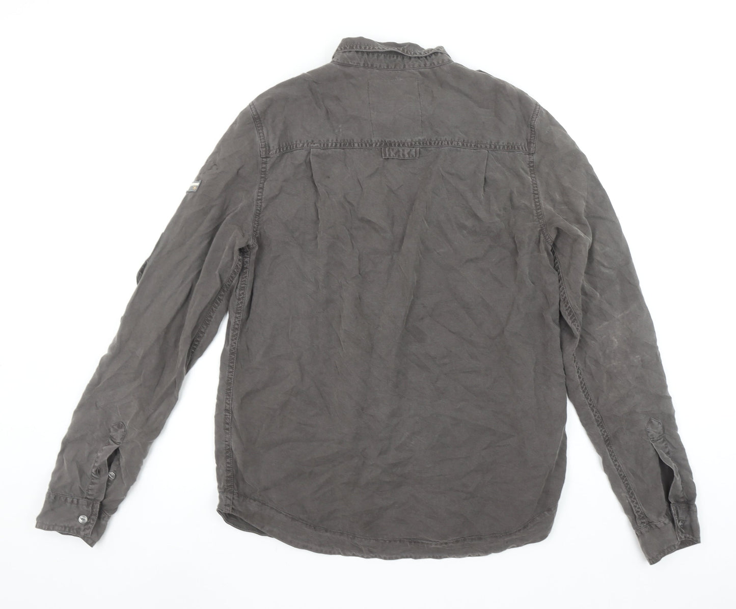 Womens UK Size M Superdry Grey Military Button-Up