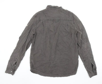 Womens UK Size M Superdry Grey Military Button-Up