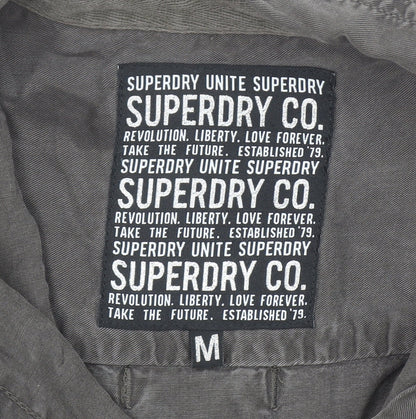 Womens UK Size M Superdry Grey Military Button-Up