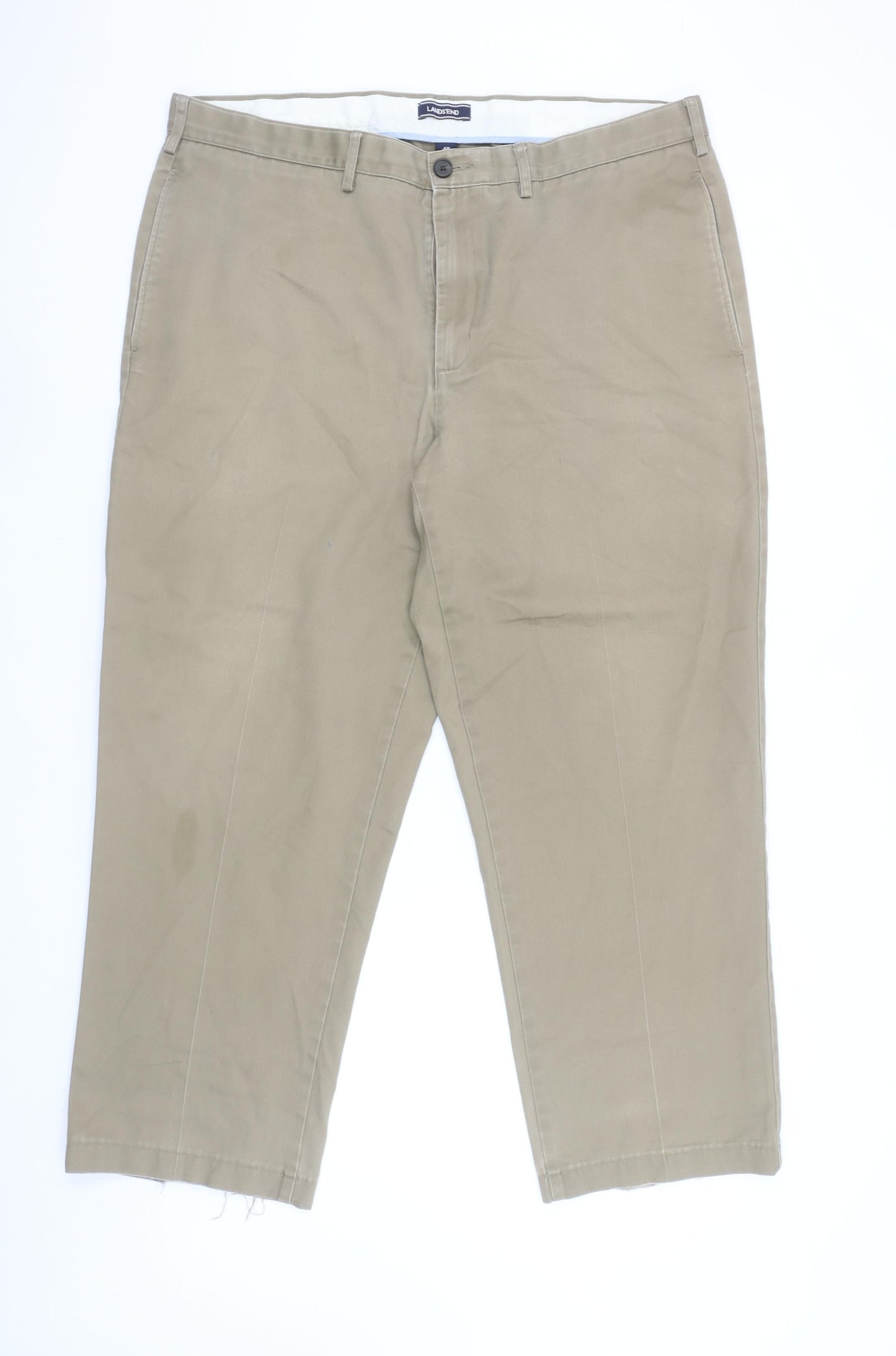Lands' End Men's Beige Chino Trousers Size 40 Classic Fit