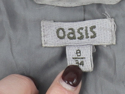 Oasis Women’s Grey Hooded Parka Jacket Size 8 Drawstring Waist
