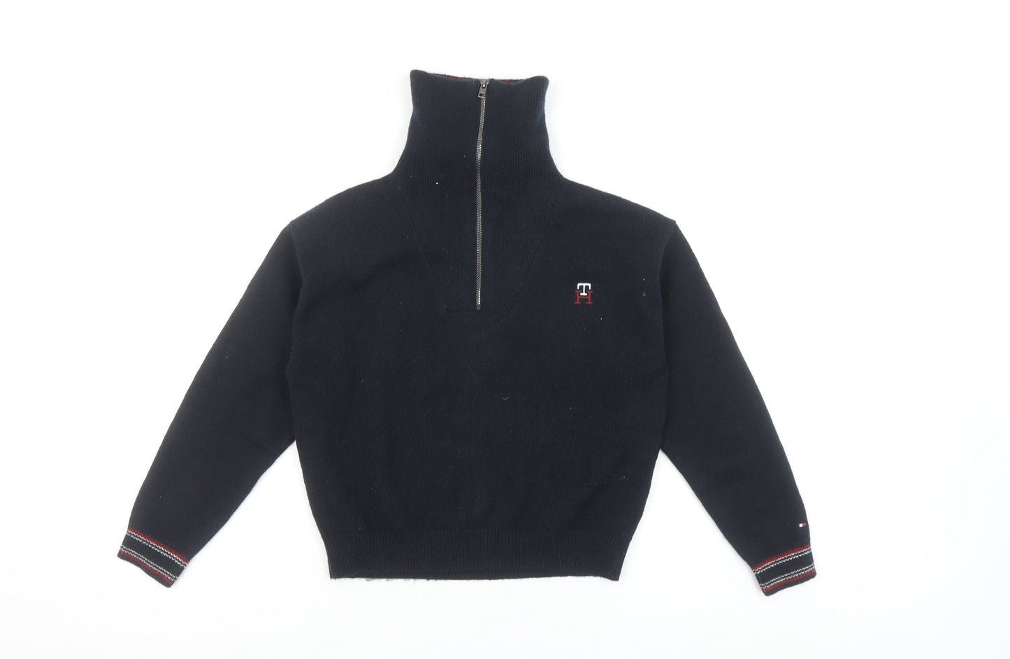 Tommy Hilfiger Girls Navy 1/2 Zip Jumper Size 140 Full Zip Knitwear