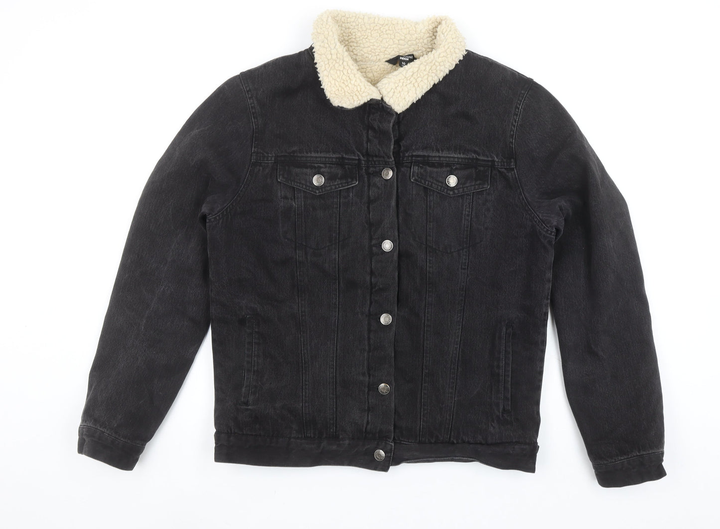Glassons Women’s Black Denim Sherpa Lined Jacket Size 10