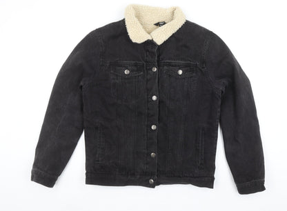 Glassons Women’s Black Denim Sherpa Lined Jacket Size 10