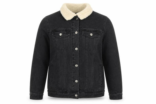 Glassons Women’s Black Denim Sherpa Lined Jacket Size 10