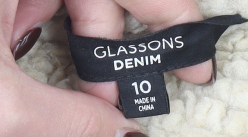 Glassons Women’s Black Denim Sherpa Lined Jacket Size 10