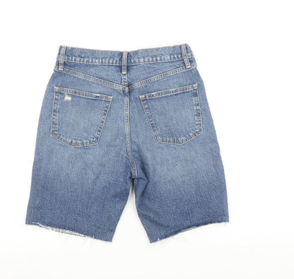 GAP Mens Blue Denim Bermuda Shorts Size 29 Distressed Casual Style