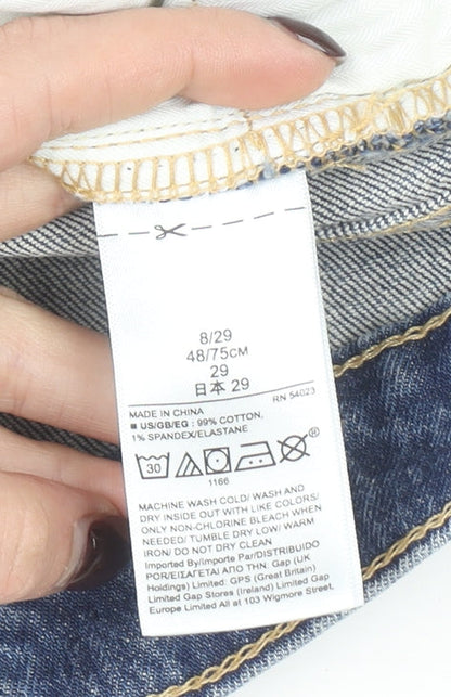GAP Mens Blue Denim Bermuda Shorts Size 29 Distressed Casual Style