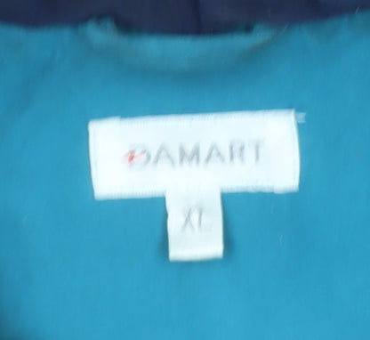 Damart Women’s Blue Hooded Parka Coat XL Quilted Lined Jacket