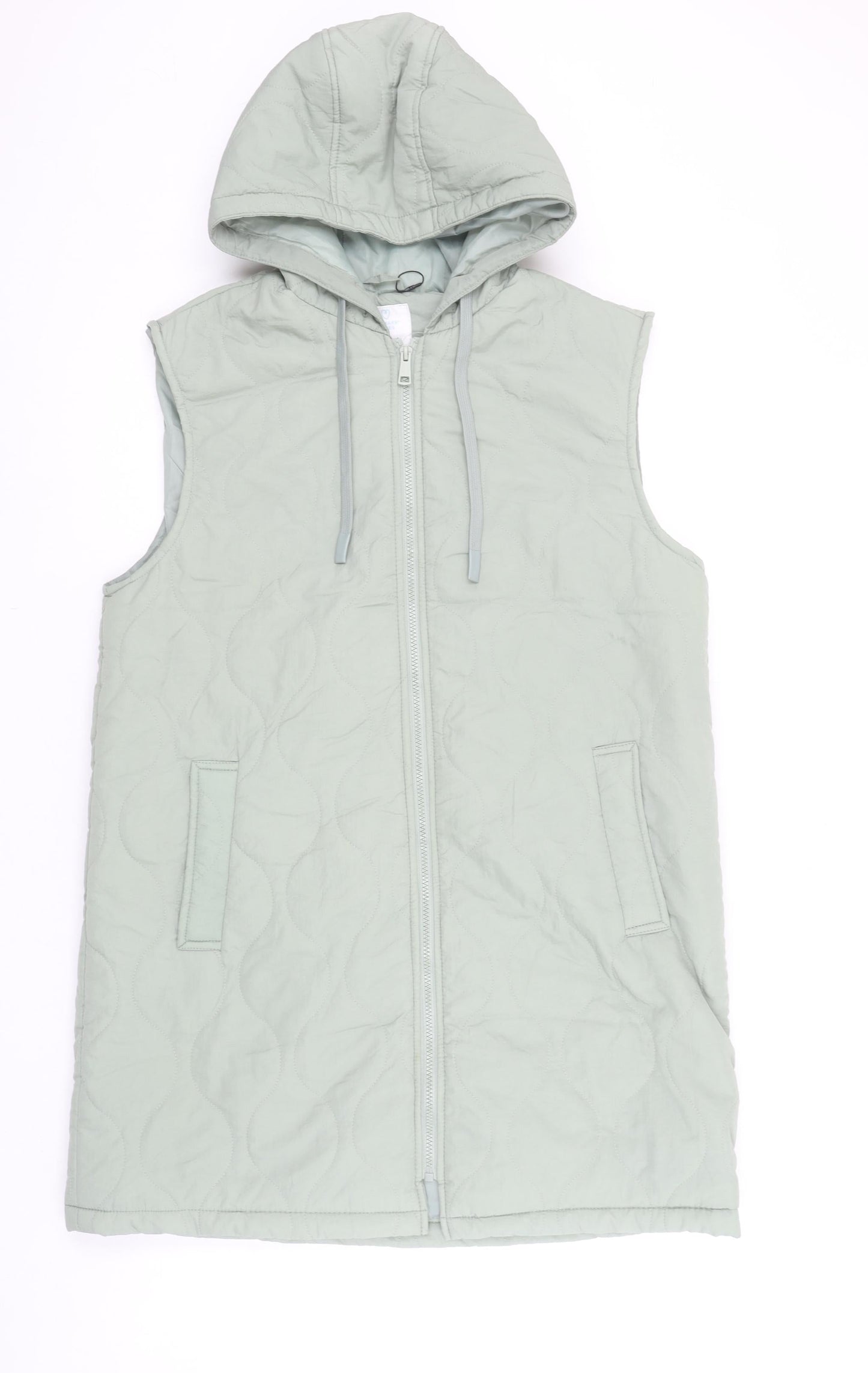 Primark Womens Green Quilted Hooded Waistcoat M