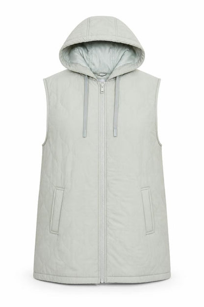 Primark Womens Green Quilted Hooded Waistcoat M