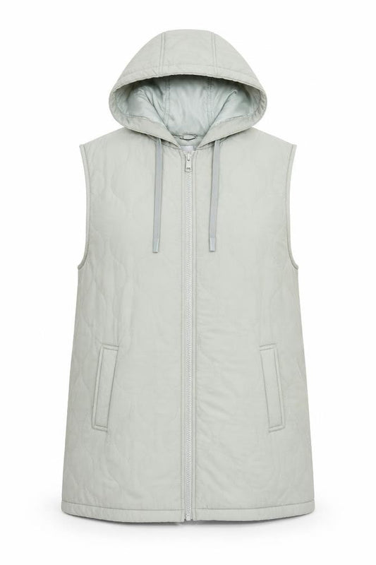 Primark Womens Green Quilted Hooded Waistcoat M