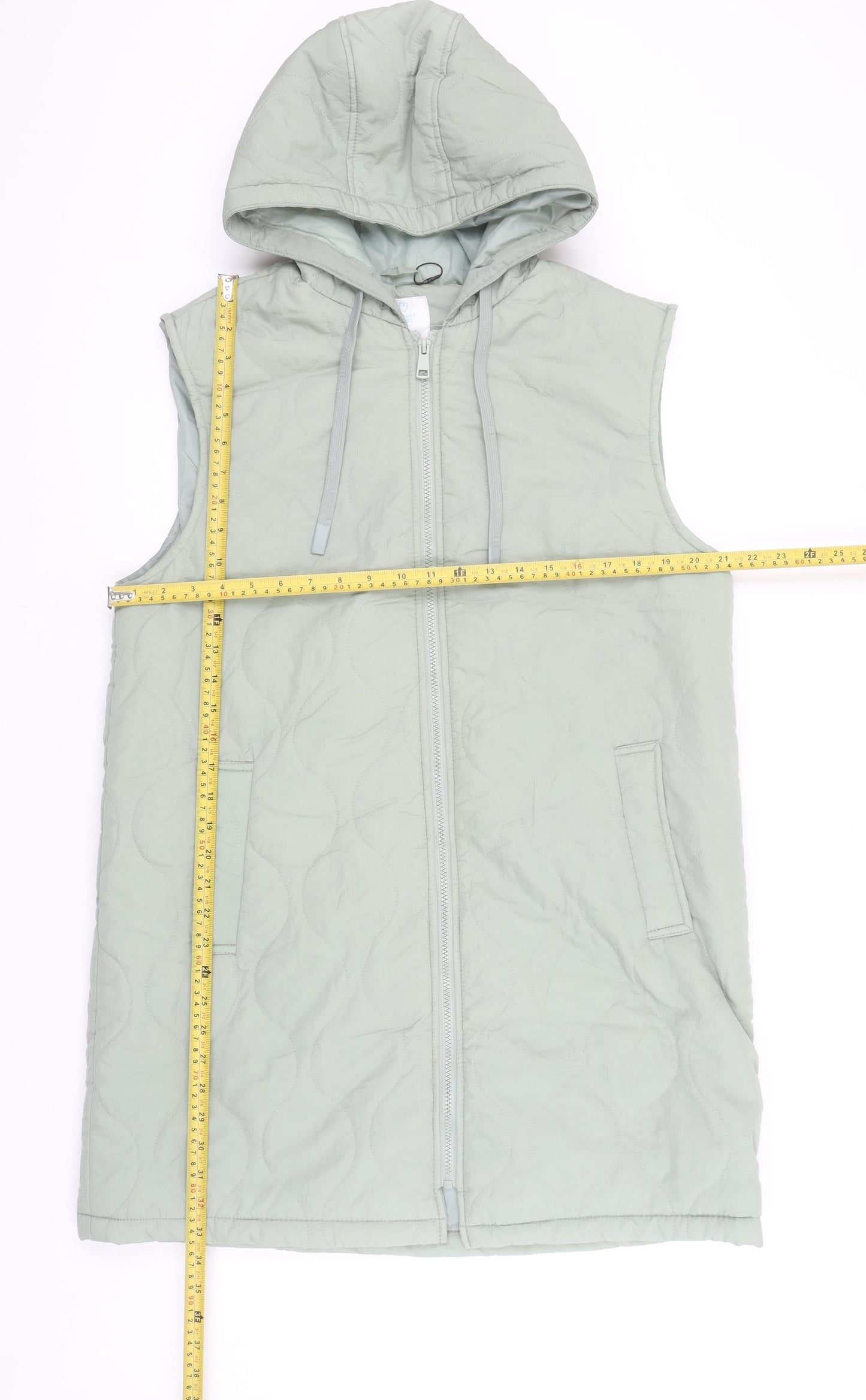 Primark Womens Green Quilted Hooded Waistcoat M