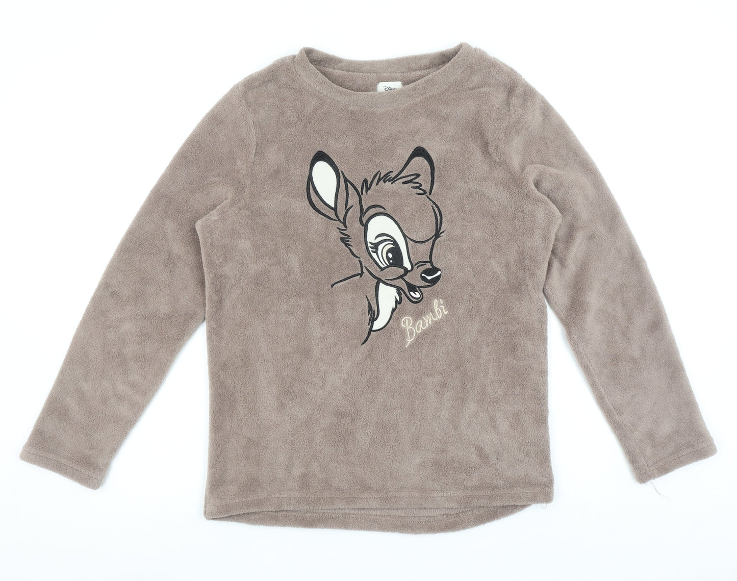 Disney Bambi Brown Fleece Pyjama Top Women XS Long Sleeve