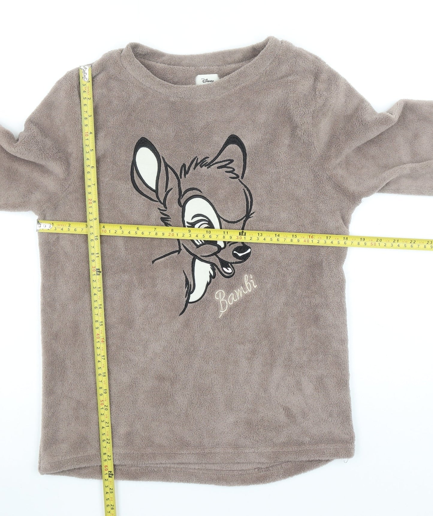 Disney Bambi Brown Fleece Pyjama Top Women XS Long Sleeve