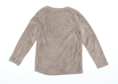 Disney Bambi Brown Fleece Pyjama Top Women XS Long Sleeve