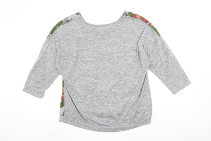 Bellambie Women's Grey Floral Tunic Blouse XL Relaxed Fit 3/4 Sleeve