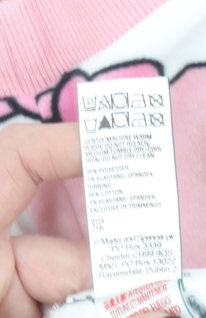 Marks and Spencer Girls Pink Hello Kitty Pyjama Pants 5-6 Years Fleece