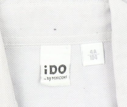 iDO Boys White 4 Years Button-Up Long Sleeve Cotton Shirt