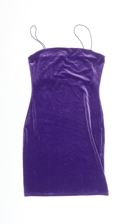 H&M Women’s Purple Velvet Bodycon Mini Dress Size 8