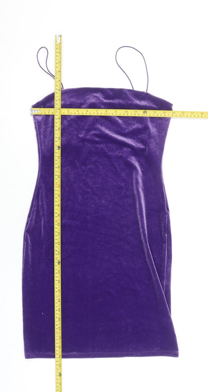 H&M Women’s Purple Velvet Bodycon Mini Dress Size 8