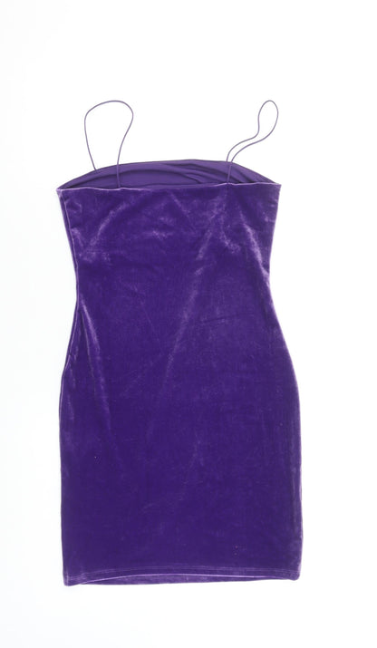 H&M Women’s Purple Velvet Bodycon Mini Dress Size 8