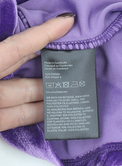 H&M Women’s Purple Velvet Bodycon Mini Dress Size 8